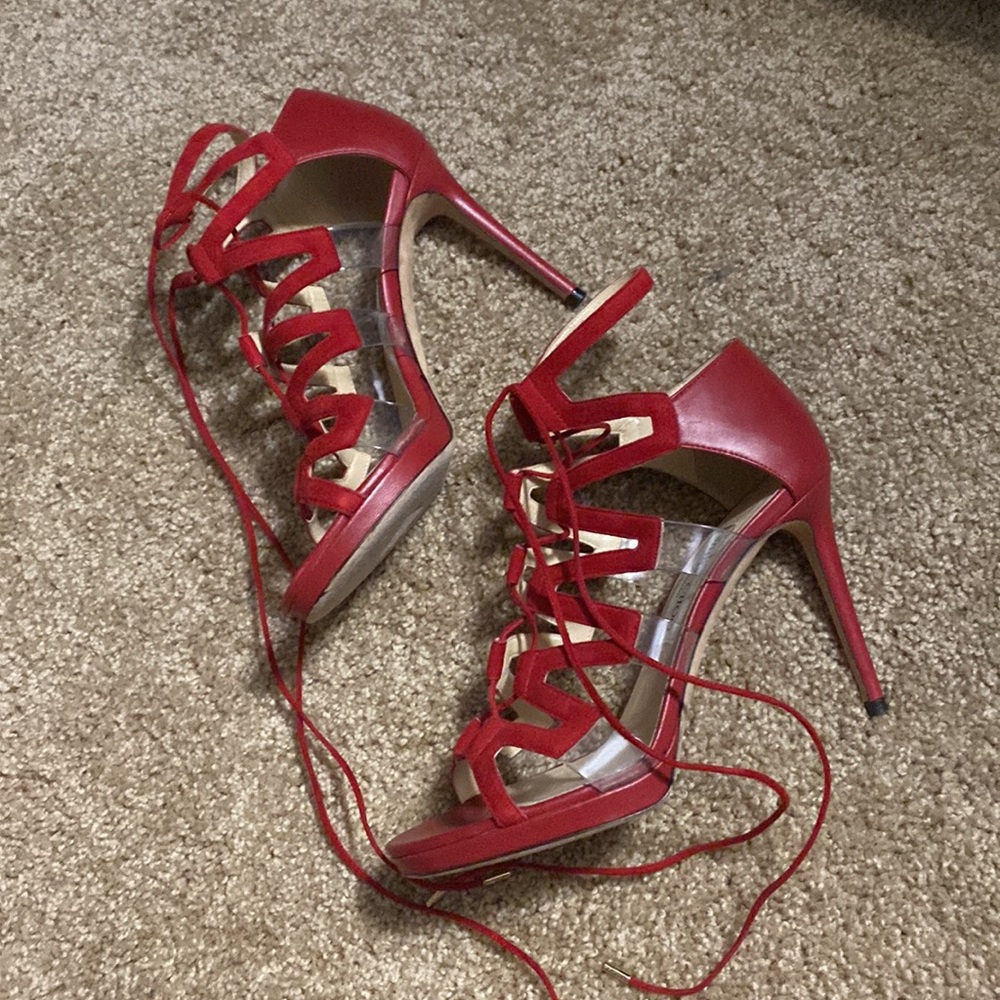 Red Jimmy Choo gladiator heels